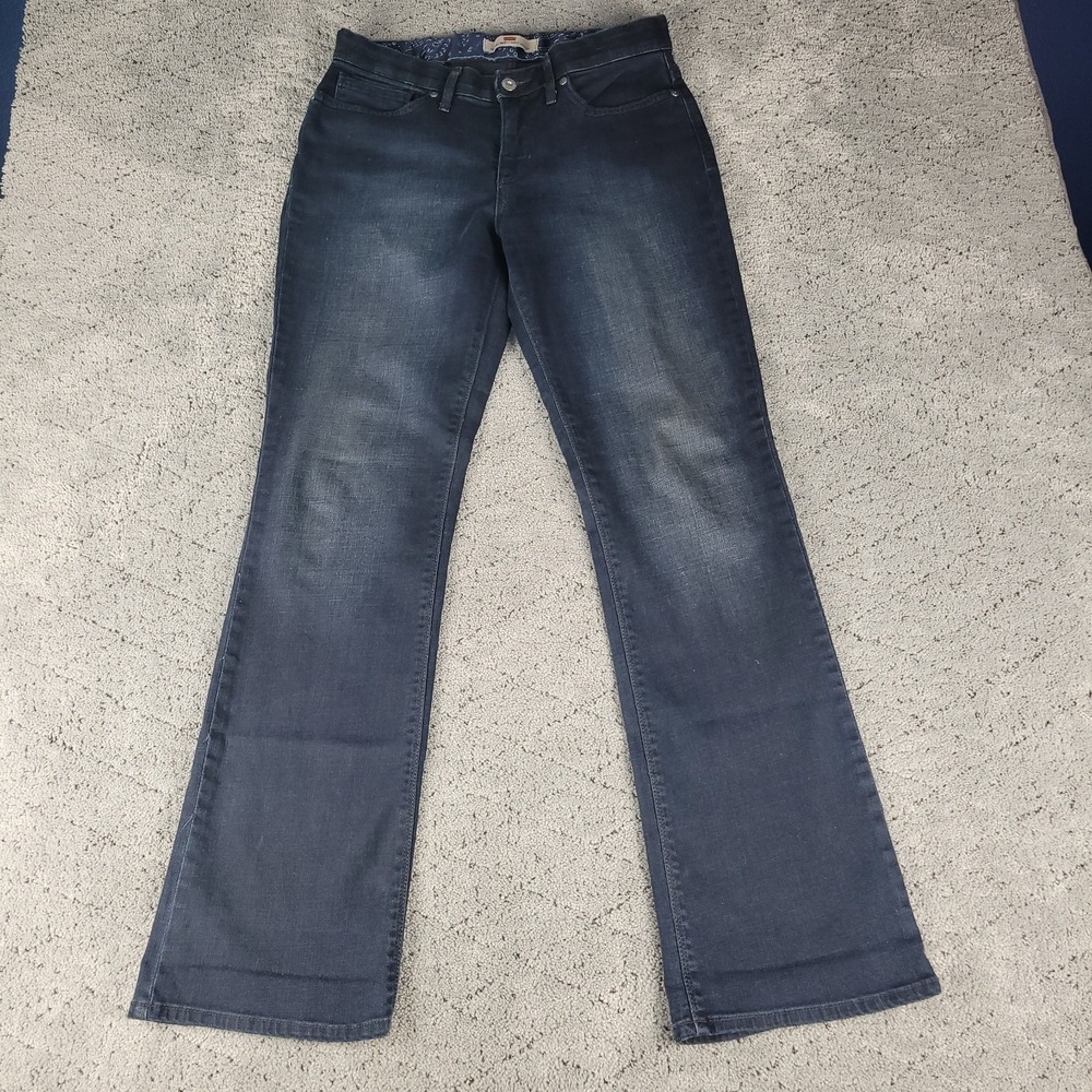 Levis 525 Jeans Womens 8M Blue Perfect Waist Bootcut Flap Pocket Dark Wash Denim